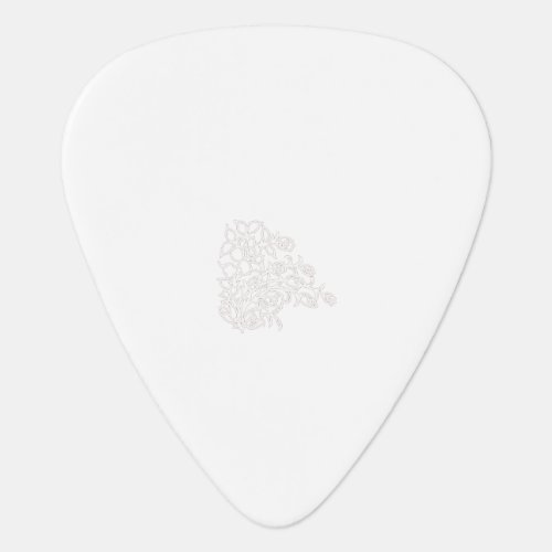 Pale Grey Milk White floral design Guitar Pick