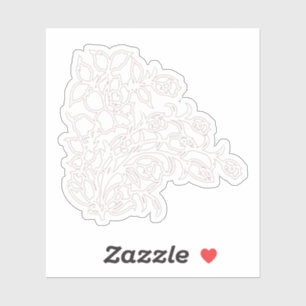 Pale Grey, Milk White, floral design Sticker