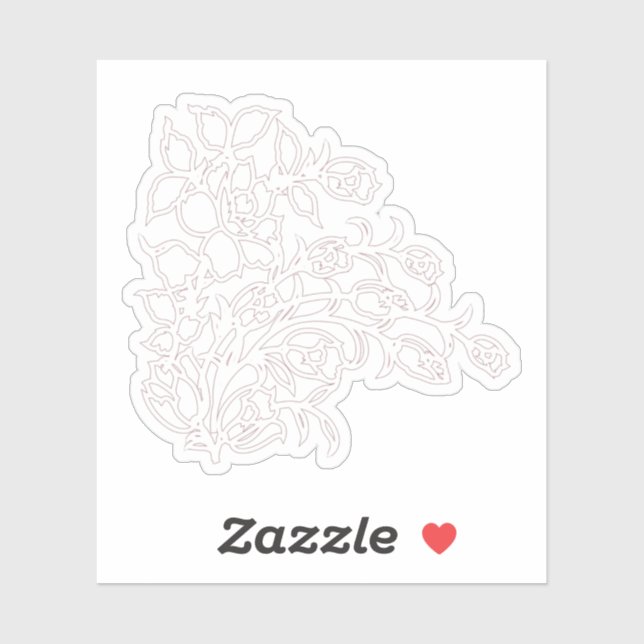 Pale Grey, Milk White, floral design Sticker (Sheet)