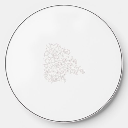 Pale Grey Milk White floral design Wireless Charger