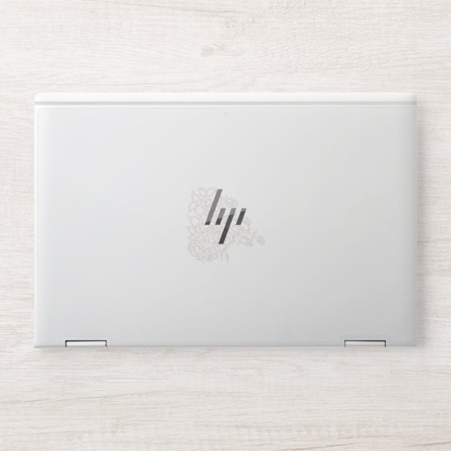 Pale Grey, Milk White, floral  HP Laptop Skin (Front)