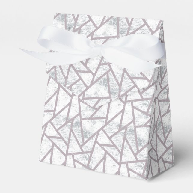 Pale grey mosaic pattern favor boxes (Front Side)