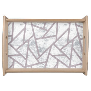 Pale grey mosaic pattern serving tray