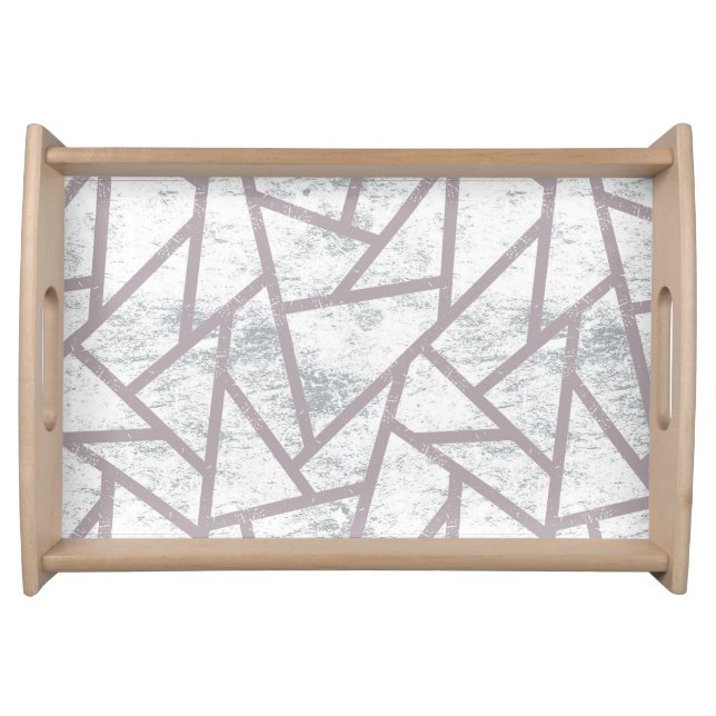 Pale grey mosaic pattern serving tray (Front)