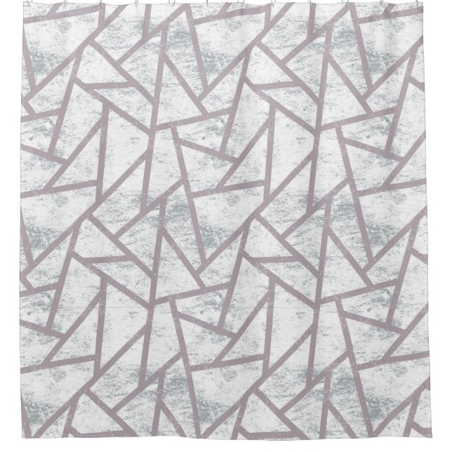 Pale grey mosaic pattern shower curtain (Front)