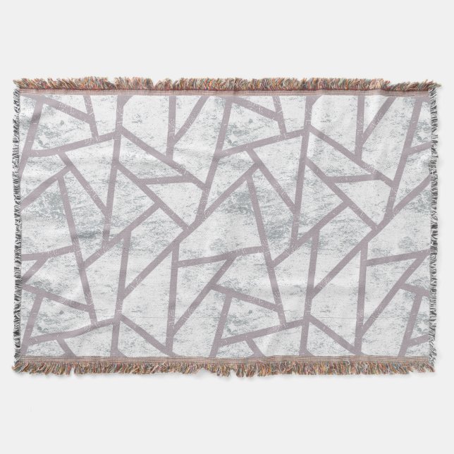 Pale grey mosaic pattern throw blanket (Front)