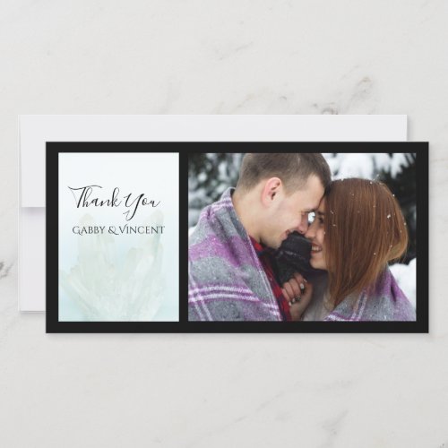 Pale Ice Blue Crystal Wedding Thank You Photo Card