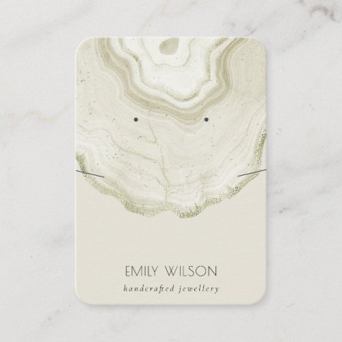 Pale Ivory Gold Agate Necklace Earring Display Business Card