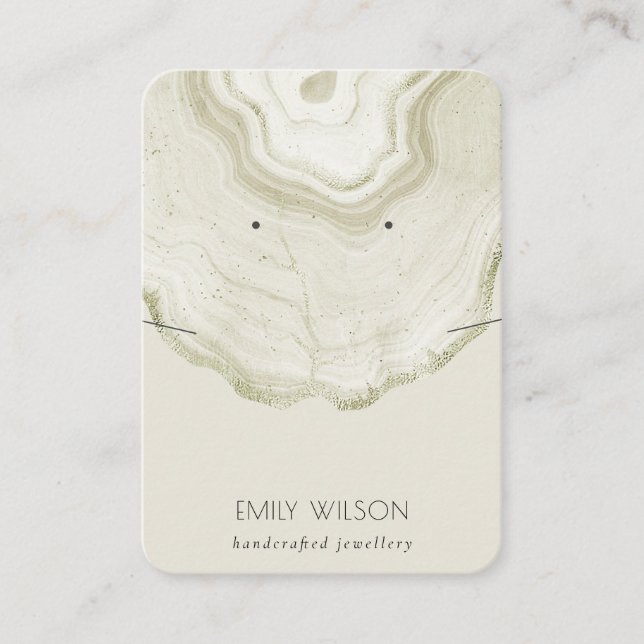 Pale Ivory Gold Agate Necklace Earring Display Business Card (Front)