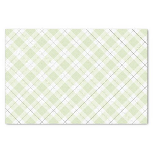 Pale Jade Plaid Diamond Pattern Tissue Paper