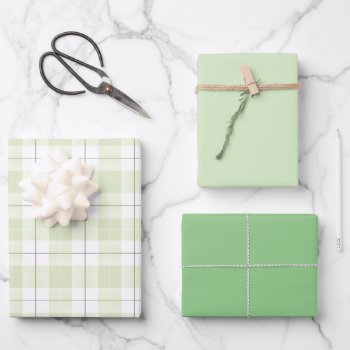 Pale Jade Plaid Pattern With Coordinated Greens Wrapping Paper Sheets by DogwoodAndThistle at Zazzle
