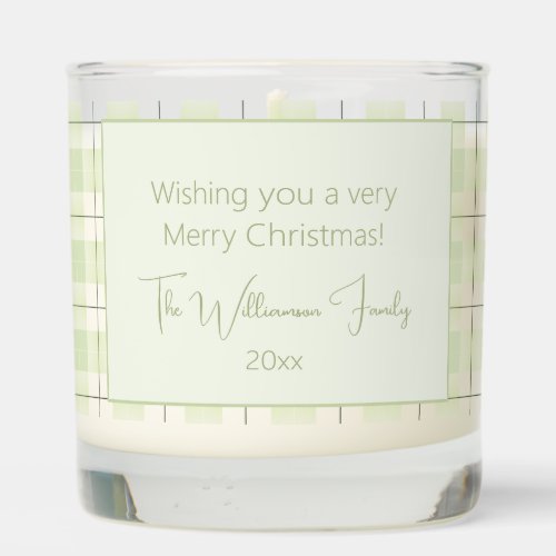 Pale Jade Plaid Pattern with Pic and Greeting Scented Candle