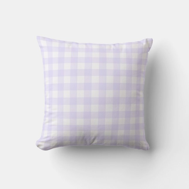 Pale Lavender Basic Gingham Checkered Pattern Throw Pillow (Front)