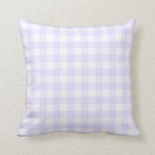 Pale Lavender Basic Gingham Checkered Pattern Throw Pillow