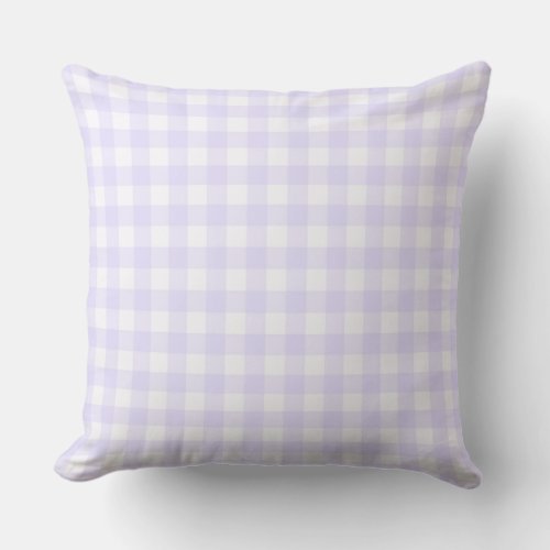 Pale Lavender Basic Gingham Pattern Large version Throw Pillow