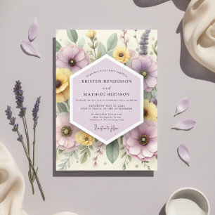 Pale Lavender Botanical Whimsy Wedding Invitation