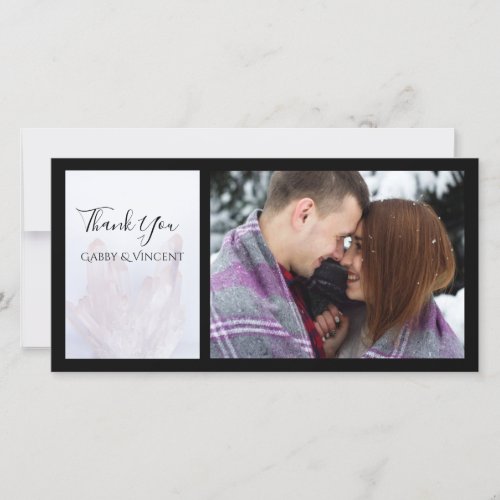 Pale Lavender Crystal Wedding Thank You Photo Card