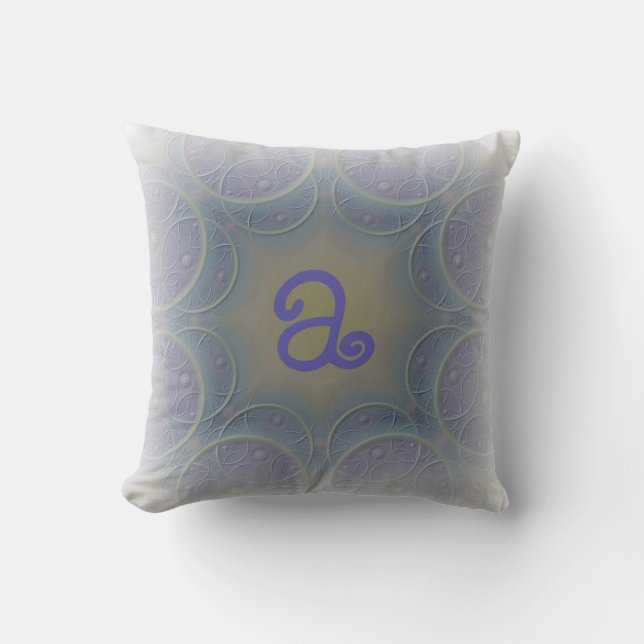 Pale Lavender Designed Monogram Throw Pillow (Front)