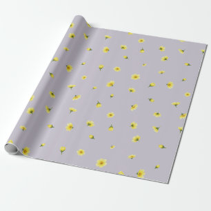 Pale Lavender Japanese Winter Cosmos Floral Patter Wrapping Paper