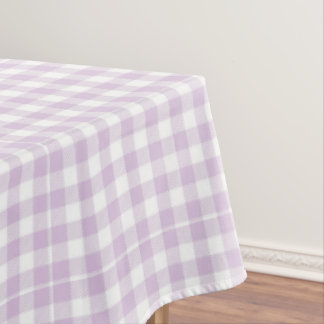 Pale Lavender Modern Checkered Gingham Rustic Tablecloth