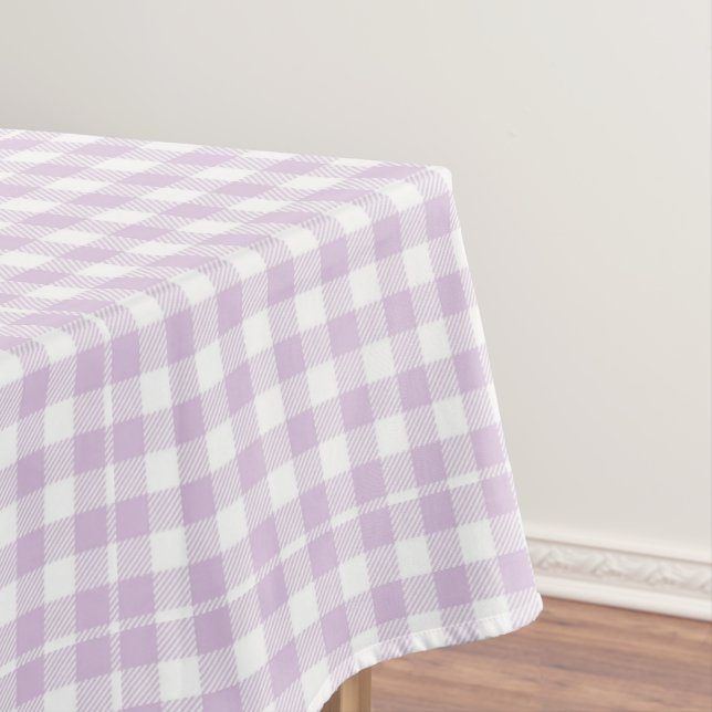 Pale Lavender Modern Checkered Gingham Rustic Tablecloth (In Situ)