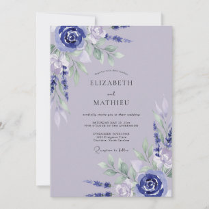 Pale Lavender Periwinkle Petal Wedding Invitation