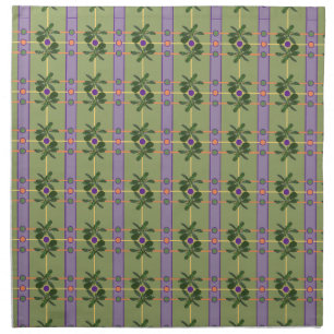 Pale Lavender Stripes with Greens Cloth Napkin