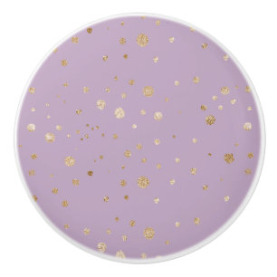 Pale Lavender with Glittery Circles Ceramic Knob