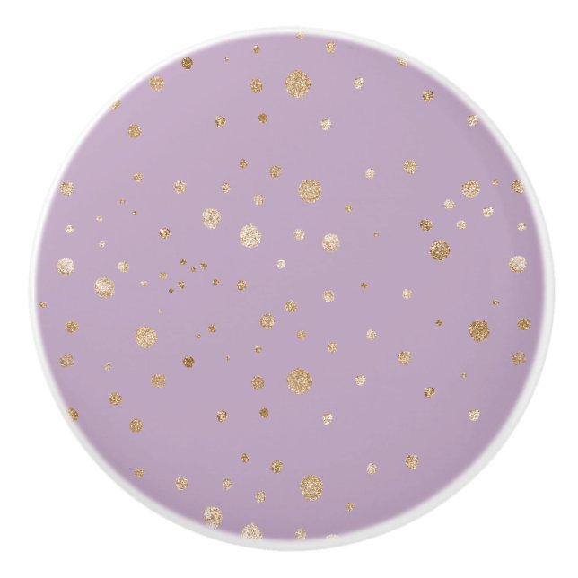 Pale Lavender with Glittery Circles  Ceramic Knob (Front)
