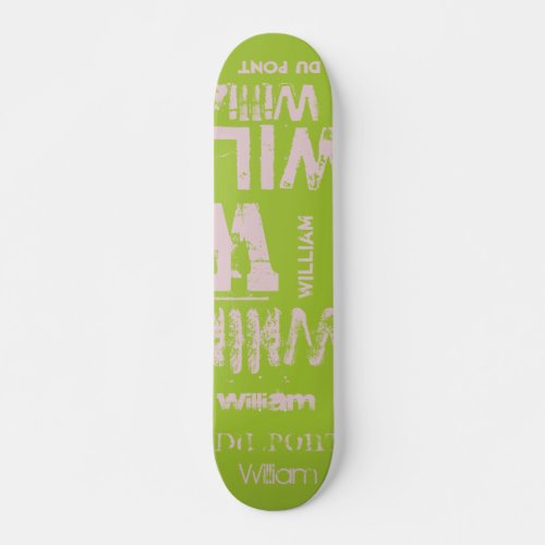 Pale Lilac and Lime Green Typography Word Cloud Skateboard