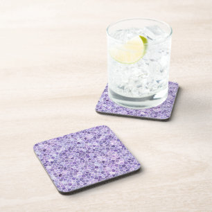 Pale Lilac And Purple Cobbled Patchwork Terrazo Pa Beverage Coaster