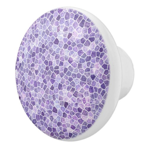 Pale Lilac And Purple Cobbled Patchwork Terrazo Pa Ceramic Knob