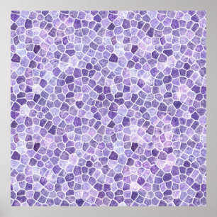 Pale Lilac And Purple Cobbled Patchwork Terrazo Pa Poster