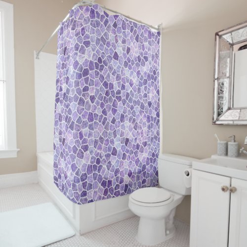 Pale Lilac And Purple Cobbled Patchwork Terrazo Pa Shower Curtain
