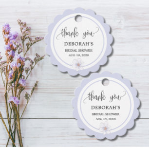 Pale Lilac Bridal Shower Round Scalloped Favor Tags