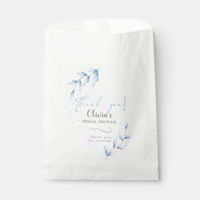 Pale Lilac Dusty Blue Foliage Bridal Shower Favor Bag (Front)