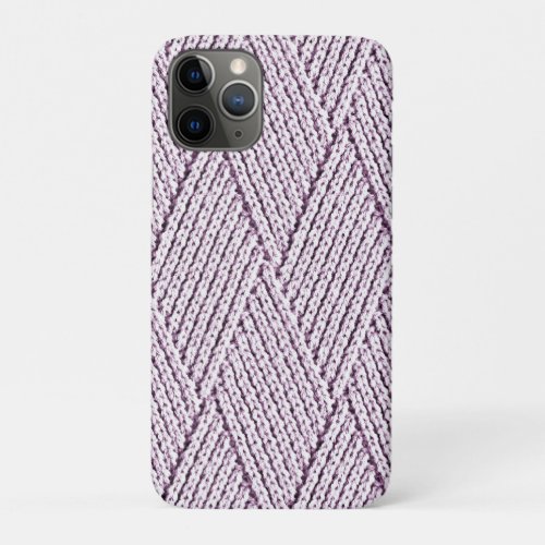 Pale Lilac Faux Diamond Knit Pattern iPhone 11 Pro Case