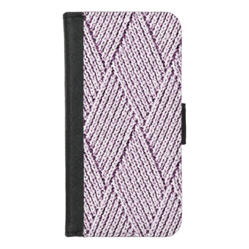 Pale Lilac Faux Diamond Knit Pattern iPhone 87 Wallet Case