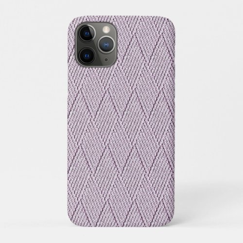 Pale Lilac Faux Diamond Knit Pattern Small iPhone 11 Pro Case