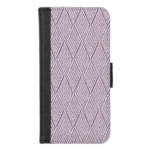 Pale Lilac Faux Diamond Knit Pattern Small iPhone 87 Wallet Case