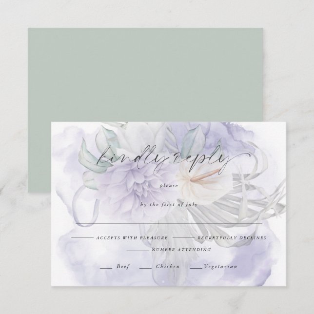 Pale Lilac Floral Meal Choice RSVP Card (Front/Back)