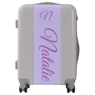 Pale lilac solid color monogrammed luggage