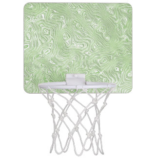 Pale Lime Green Abstract Moiré Rippled Pattern Mini Basketball Hoop