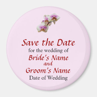 Pale Magenta and White Orchids Save The Date Magnet