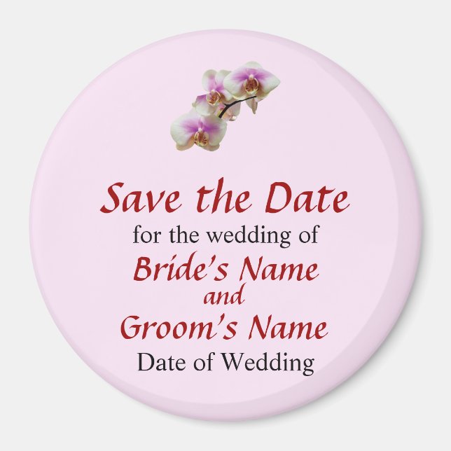 Pale Magenta and White Orchids Save The Date Magnet (Front)