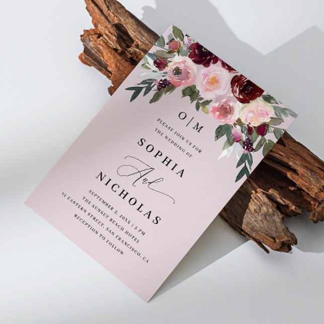 Pale Mauve Elegant Floral Wedding | Photo + QR Invitation (Creator Uploaded)