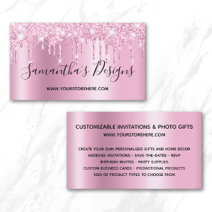 Pale Mauve Pink Glitter Drips Ombre Online Store Business Card