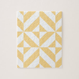 Pale Melon Geometric Deco Cube Pattern Jigsaw Puzzle