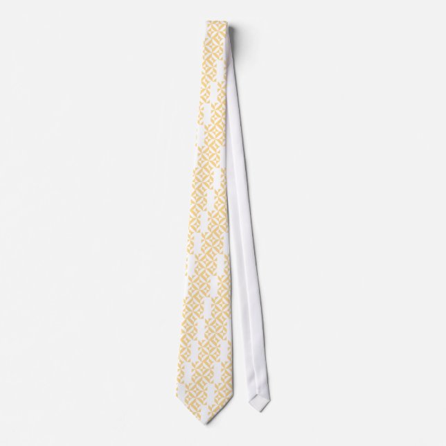 Pale Melon Geometric Deco Cube Pattern Neck Tie (Front)