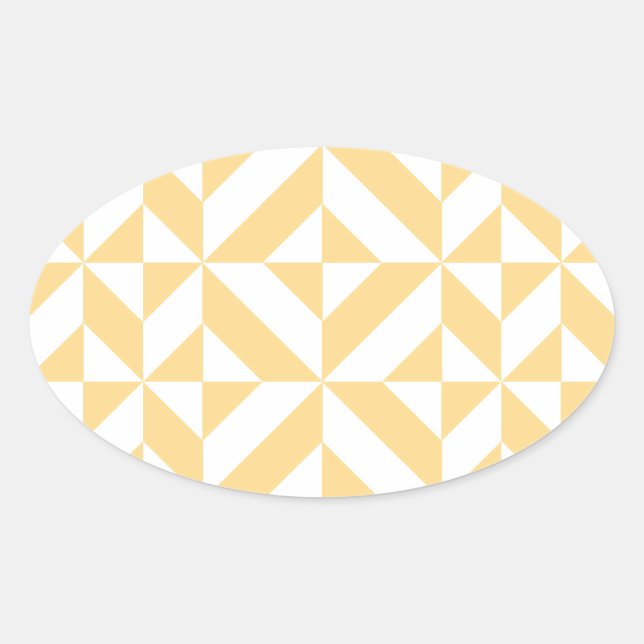 Pale Melon Geometric Deco Cube Pattern Oval Sticker (Front)